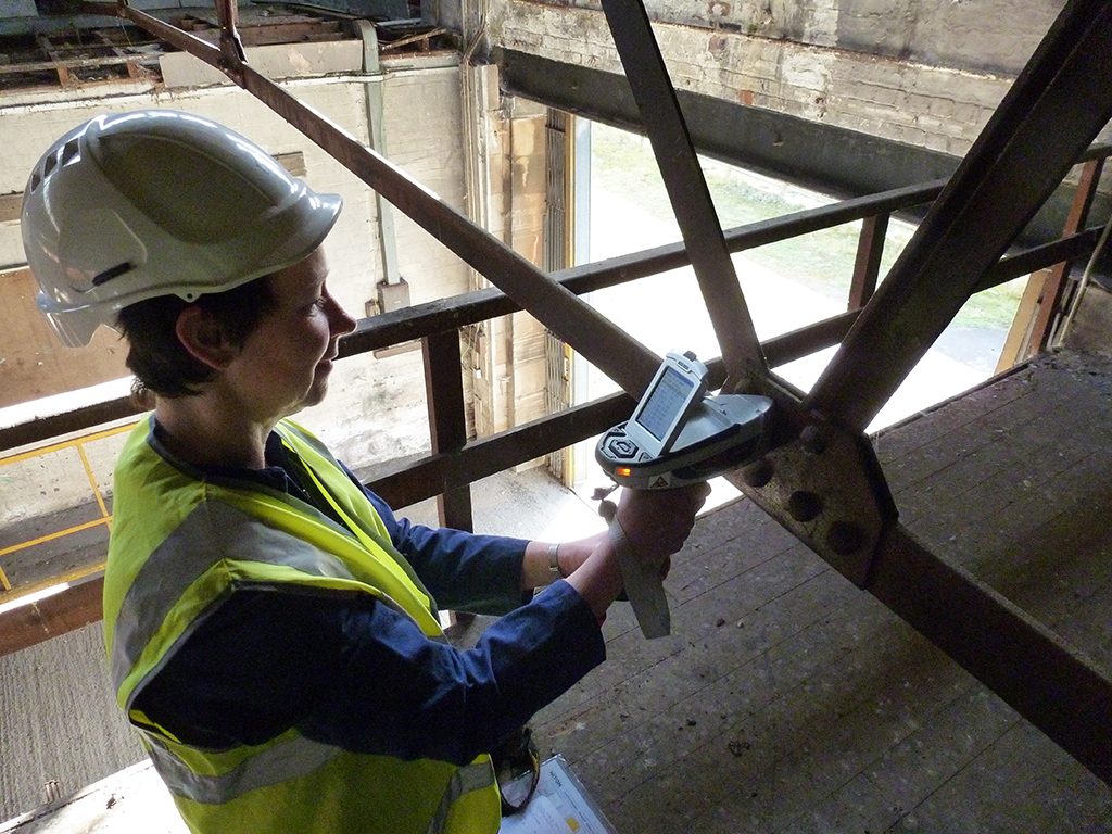 X-ray fluorescence testing metal roof trusses at the Engine Shed